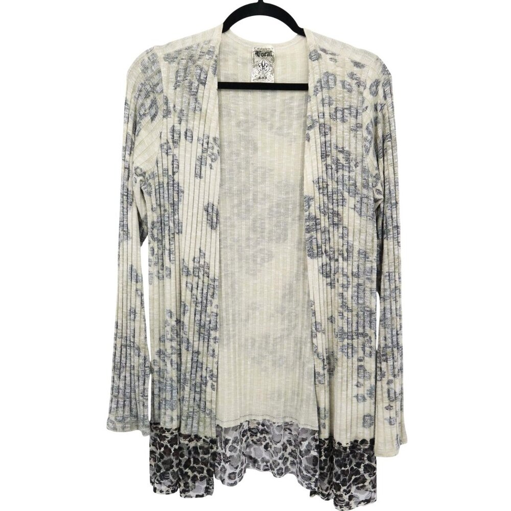 Vocal Animal Print Cardigan Women S Cream Streetwear Y2K‎ Style Career Trendy